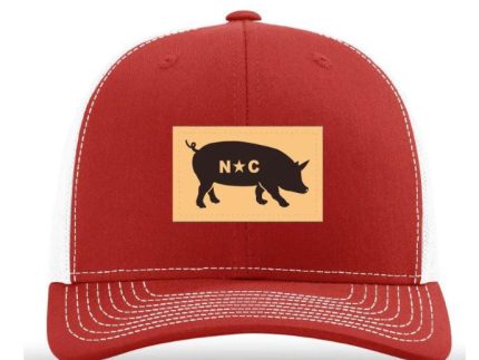 Red and White North Carolina Pig Adjustable Mesh Hat