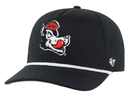 NC State Wolfpack '47 Brand Hitch Black Slobbering Wolf Rope Adjustable Hat