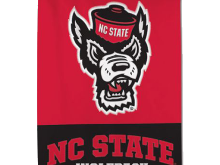 NC State Wolfpack Applique Wolfhead 28 x 40 2 Sided Vertical Flag