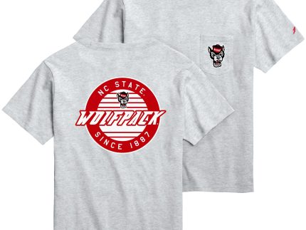 NC State Wolfpack Ash Wolfhead Circle Pocket T-shirt