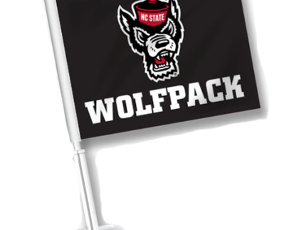 NC State Wolfpack Black Wolfhead Car Flag