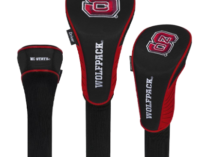 NC State Wolfpack Black Set of 3 Golf Headcovers