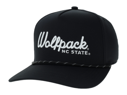 NC State Wolfpack Black Caddy Adjustable Snapback Hat