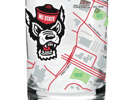 NC State Wolfpack 14 oz Campus Map Rocks Glass