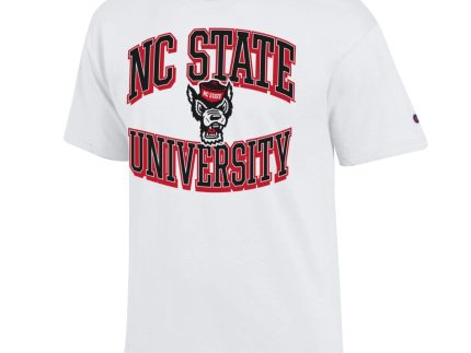 NC State Wolfpack Champion White Arched NC State Over Wolfhead T-Shirt