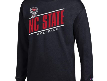 NC State Wolfpack Champion Black Slanted Outline Wolfhead Long Sleeve T-Shirt