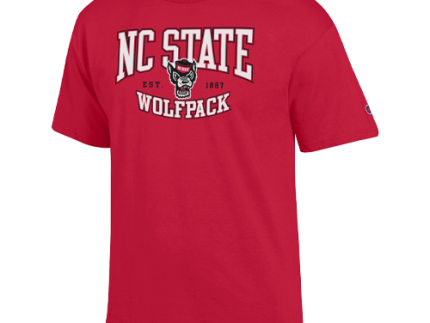 NC State Wolfpack Champion Red Arched Wolfpack Est. 1887 Over Wolfhead T-Shirt