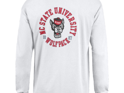 NC State Wolfpack Circle Wolfhead 1887 White Long Sleeve T-Shirt