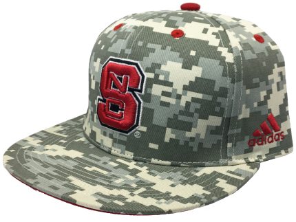 NC State Wolfpack Digital Camo Adidas® On-Field Baseball Performance Fitted Flatbill Hat