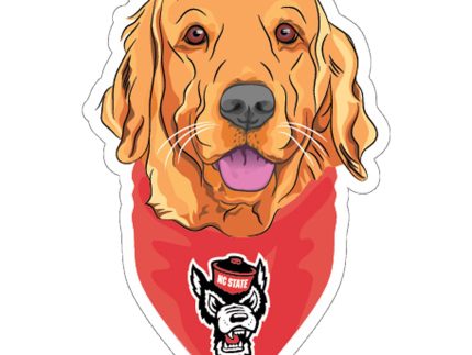 NC State Wolfpack 3 Golden Retriever w/ Red Bandana Rugged Sticker