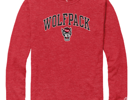 NC State Wolfpack Heather Red Arched Wolfhead Long Sleeve T-Shirt
