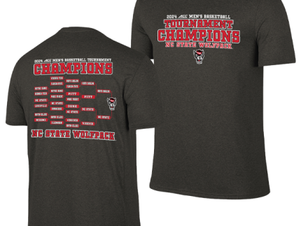 NC State Wolfpack Heathered Black 2024 ACC Men's Basketball Tournament Champions Bracket T-Shirt