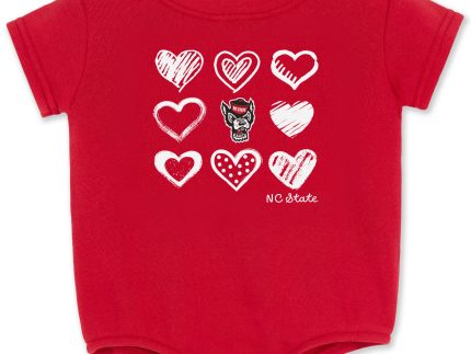 NC State Wolfpack Infant Red Hearts Romper