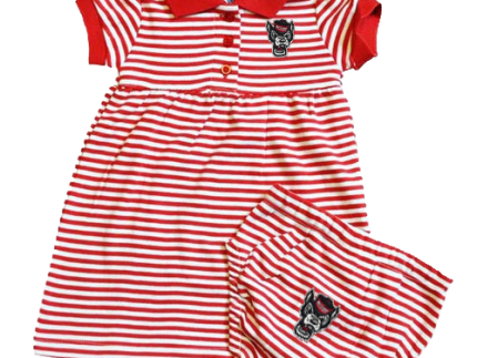 NC State Wolfpack Infant Striped Polo Dress and Bloomers
