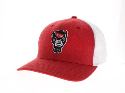 NC State Wolfpack Melange Red and White Wolfhead Mid Pro Snapback Adjustable Hat