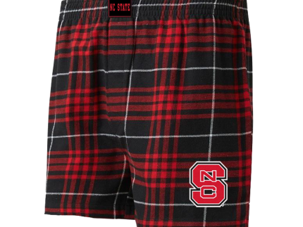 NC State Wolfpack Men's Black/Red Block S Concord Flannel Boxer Shorts