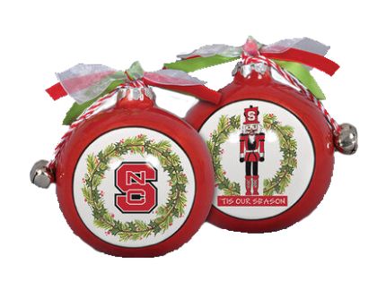 NC State Wolfpack Nutcracker Bells and Ribbon Ornament