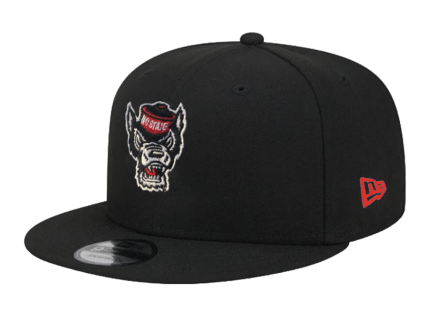 NC State Wolfpack New Era 9Fifty Black Wolfhead Flatbill Adjustable Hat