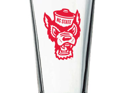 NC State Wolfpack 16 oz. Pint Glass With Red Wolfhead and Red NC State