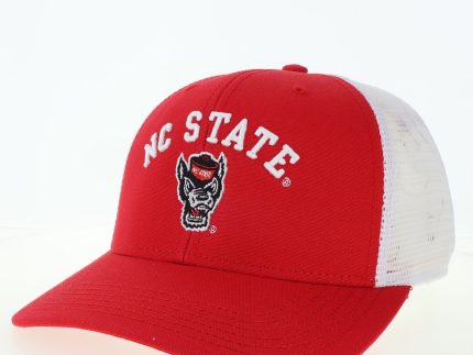 NC State Wolfpack Red and White Arched Wolfpack Mid Pro Snapback Adjustable Hat