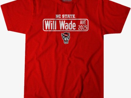 NC State Wolfpack Red Will Wade Avenue Street Sign T-Shirt
