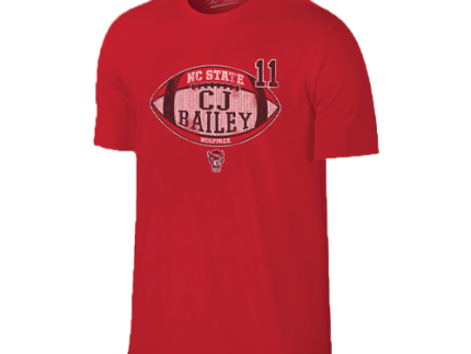 NC State Wolfpack Red #11 CJ Bailey Football T-Shirt