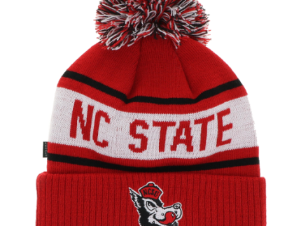 NC State Wolfpack Red and White Slobbering Wolf Cuffed Knit Pom Beanie