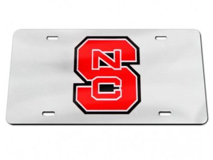 NC State Wolfpack Silver Block S Acrylic License Plate