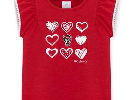 NC State Wolfpack Toddler Red Wolfhead Heart Ruffle Tank