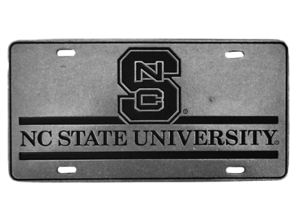 NC State Wolfpack University Block S Pewter License Plate