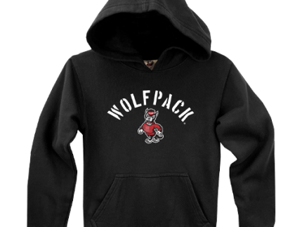 NC State Wolfpack Wes and Willy Toddler Black Wolfpack Stencil Strutting Wolf Hooded Sweatshirt