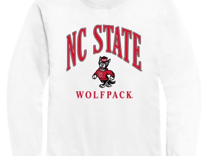 NC State Wolfpack White Arch Strutting Wolf Long Sleeve T-shirt