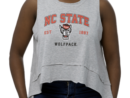 NC State Wolfpack Women's Grey Wolfhead Est. 1887 Flowy Tank