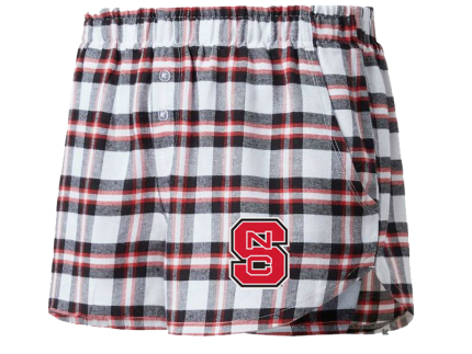 NC State Wolfpack Women's Black/Red Block S Sienna Flannel Shorts