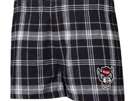 NC State Wolfpack Women's Black and Grey Wolfhead Ultimate Flannel Shorts