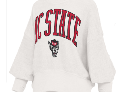 NC State Wolfpack Women's Ivory Dolman Oversized Crewneck Fleece