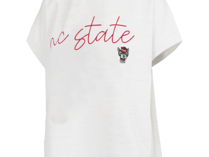 NC State Wolfpack Women's Alexandra White Sleeveless Drop Shoulder Waist Length T-Shirt