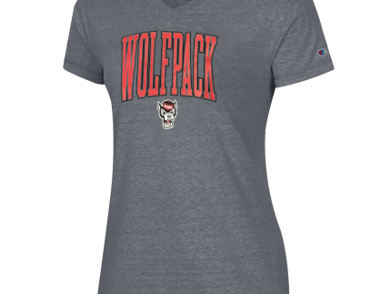 NC State Wolfpack Women's Champion Grey V-Neck Wolfpack T-Shirt
