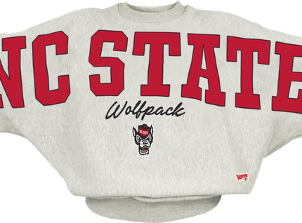 NC State Wolfpack Women's Athletic Heather Grey Flannigan Dolman Oversized Crewneck
