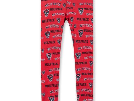 NC State Wolfpack Youth Red All Over Logo Leggings